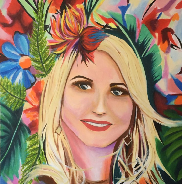 kwiatowy obraz - portret - malarska strefa  - twarz kobiety - portret kobiety - kolorowy portret - obraz na prezent - portret na prezent - obraz na ścianę - kwiaty - obraz do sypialni - obraz do salonu - obraz do pokoju - nowoczesny obraz.jpeg