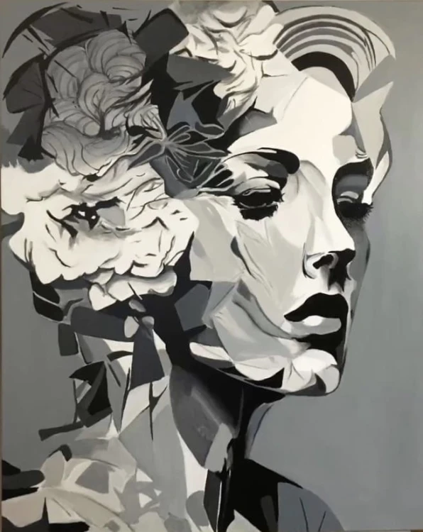 obraz czarno biały - portret - malarska strefa - portret na prezent - twarz kobiety - wąski obraz - obraz na prezent - obraz na ścianę - wizualizacja - obraz do sypialni - obraz do salonu - obraz na korytarz - obraz do pokoju - nowoczesny obraz.jpeg