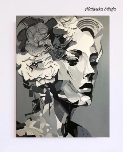 obraz czarno biały - portret - malarska strefa - portret na prezent - twarz kobiety - wąski obraz - obraz na prezent - obraz na ścianę - wizualizacja - obraz do sypialni - obraz do salonu - obraz na korytarz - obraz do pokoju - nowoczesny obraz.jpeg