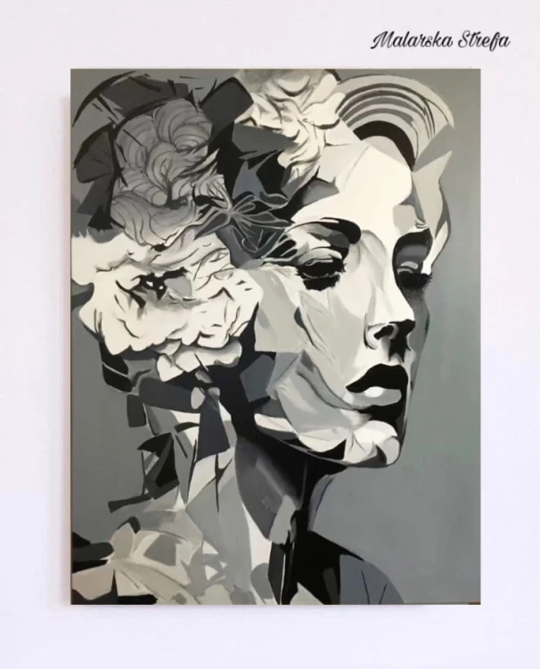 obraz czarno biały - portret - malarska strefa - portret na prezent - twarz kobiety - wąski obraz - obraz na prezent - obraz na ścianę - wizualizacja - obraz do sypialni - obraz do salonu - obraz na korytarz - obraz do pokoju - nowoczesny obraz.jpeg
